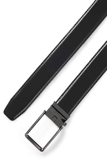 Bælter BOSS Leather Automatic Belt with Logo Keeper Sort | 50537049, 1