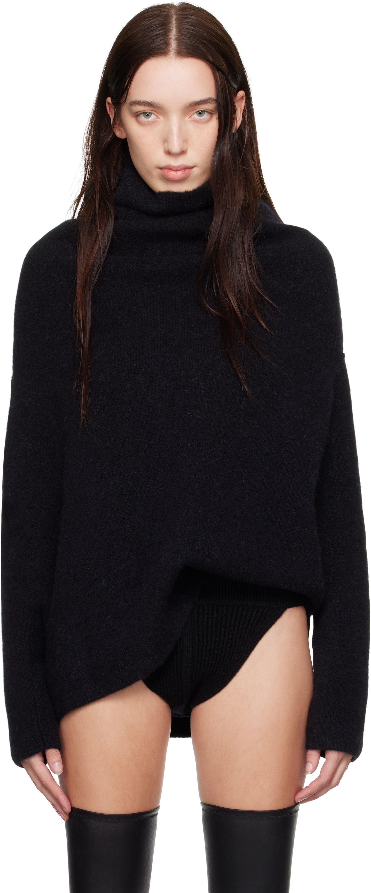 Sweater Rick Owens Turtleneck Shroud Sweater Sort | RO02D3674 KWPL, 0