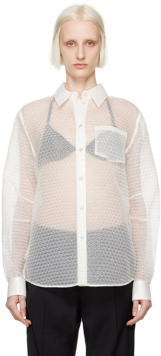 Skjorte Helmut Lang Bubblewrap Button-Down Shirt Hvid | O06HW506