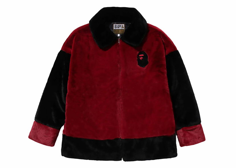 Jakke BAPE BAPE (B)Ape Faux Fur Jacket Burgundy Bourgogne | 1J80-140-004
