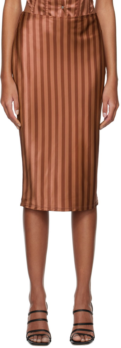 Nederdel Miaou Miaou Work Capsule Verona Striped Midi Skirt Brun | 4033SS3DVC, 0