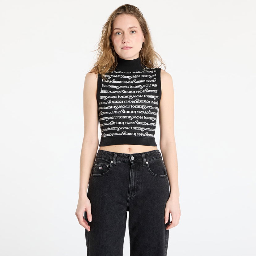 Tanktop Tommy Hilfiger Tommy Jeans Crop Script Vest Sort | DW0DW19346 0GM