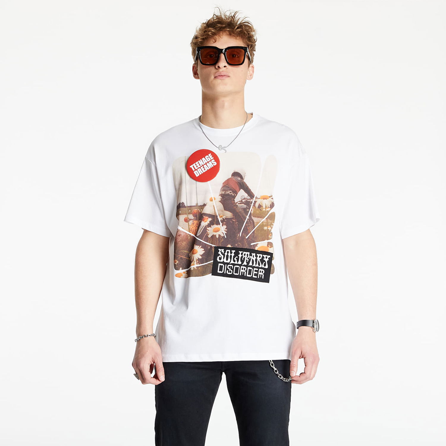 T-shirt RAF SIMONS Big Fit T-Shirt Solitary Disorder Hvid | 211-M120-19001-0010, 0