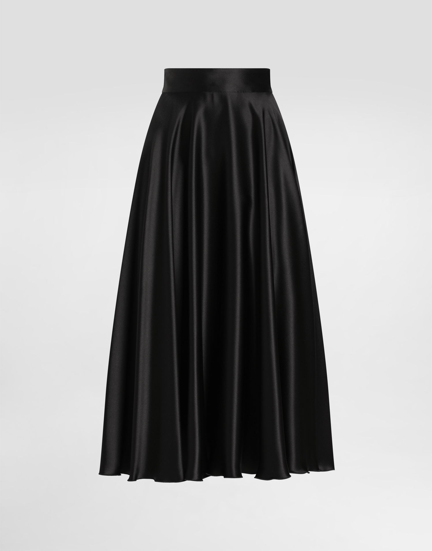 Nederdel Dolce & Gabbana Dolce & Gabbana Calf-Length Silk Satin Circle Skirt Sort | F4CSOTFU1NUN0000, 0