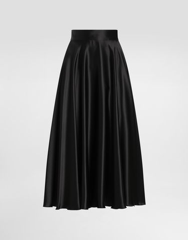Nederdel Dolce & Gabbana Dolce & Gabbana Calf-Length Silk Satin Circle Skirt Sort | F4CSOTFU1NUN0000, 0