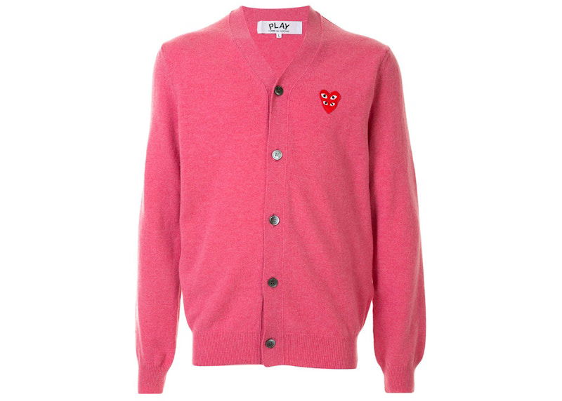 Sweater Comme des Garçons Play Small Heart Cardigan Lyserød | AZN076051