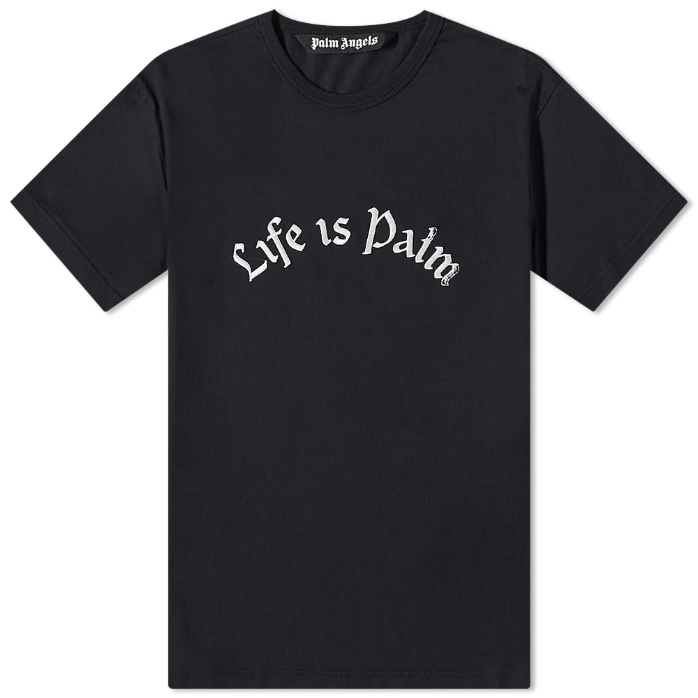 T-shirt Palm Angels Life Is Palm Tee Sort | PMAA076F22JER0011001, 0