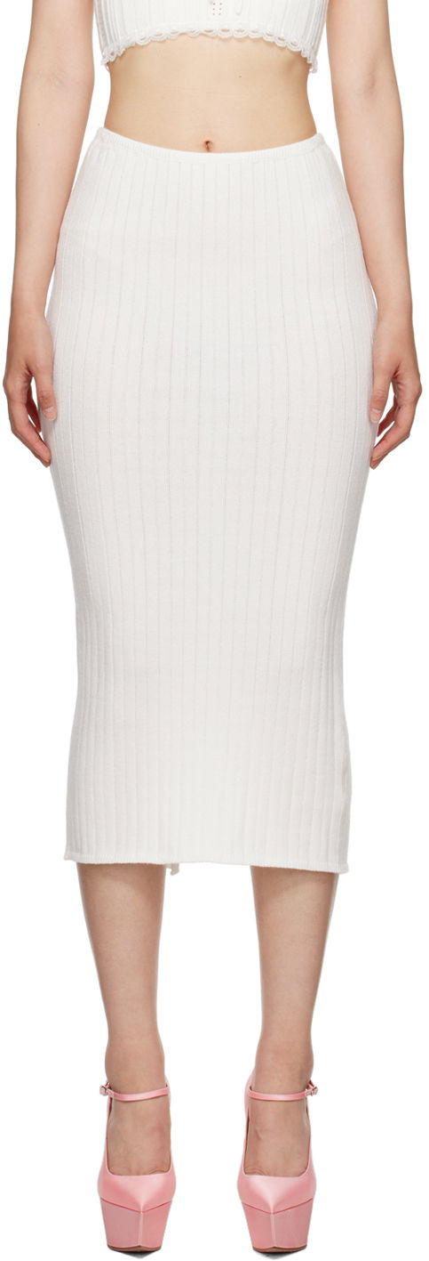 Nederdel GUIZIO Guizio Ribbed Midi Skirt Hvid | H23613S011