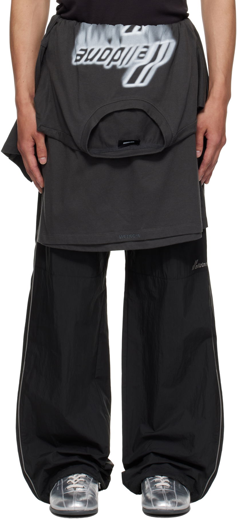 Bukser We11done We11done Layered Track Pants Sort | WD-PT2-25-250-U-BK
