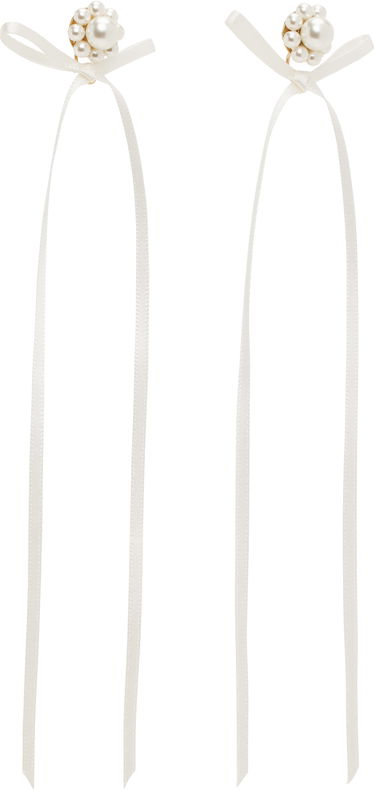 Øreringe Simone Rocha Simone Rocha Bow Ribbon Stud Earrings Hvid | ERG389S 0904, 1
