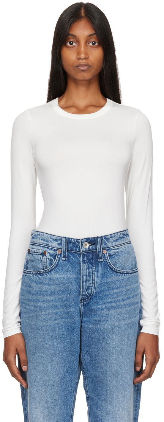 T-shirt rag & bone Luca Long Sleeve T-Shirt Hvid | WAC22FT030NH30