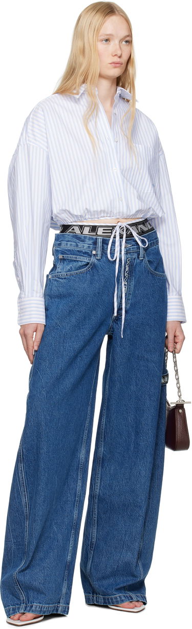 Skjorte Alexander Wang Alexander Wang.t Oxford Wrap Cropped Shirt Blå | 4WC2251000, 3