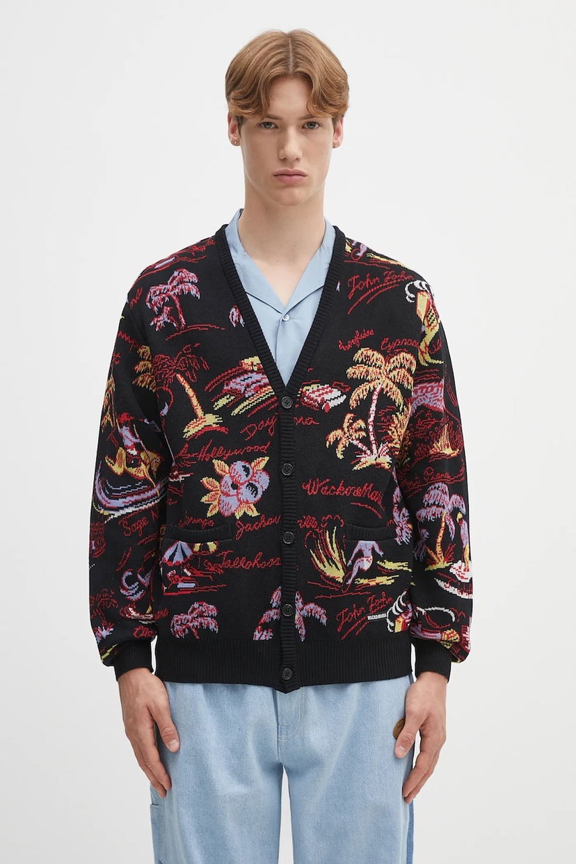 Sweater WACKO MARIA Wacko Maria Jacquard Cardigan Sort | 25SS.WMK.KN20