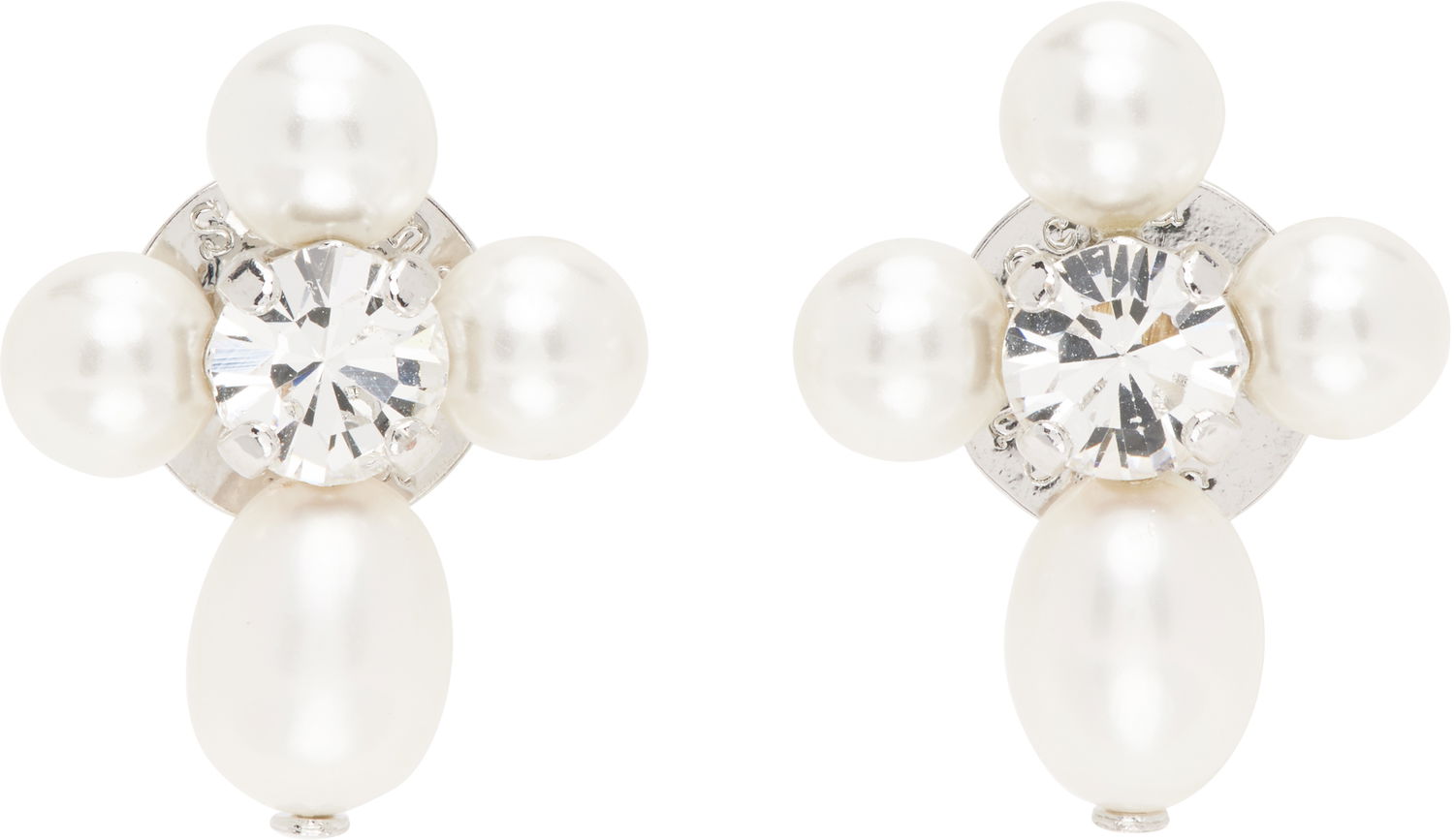 Øreringe Simone Rocha Simone Rocha Pebble Pearl Crystal Cluster Drop Earrings Hvid | ERG535 0913, 0