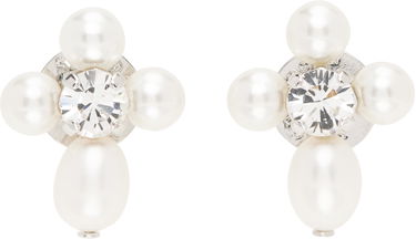 Øreringe Simone Rocha Simone Rocha Pebble Pearl Crystal Cluster Drop Earrings Hvid | ERG535 0913, 0