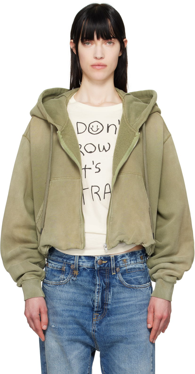 Sweatshirt R13 R13 Balloon Zip-Up Hoodie Grøn | R13WK216-001BD