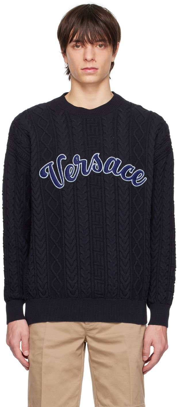 Sweater Versace Greca Varsity Mørkeblå | 1007805 1A05531, 0