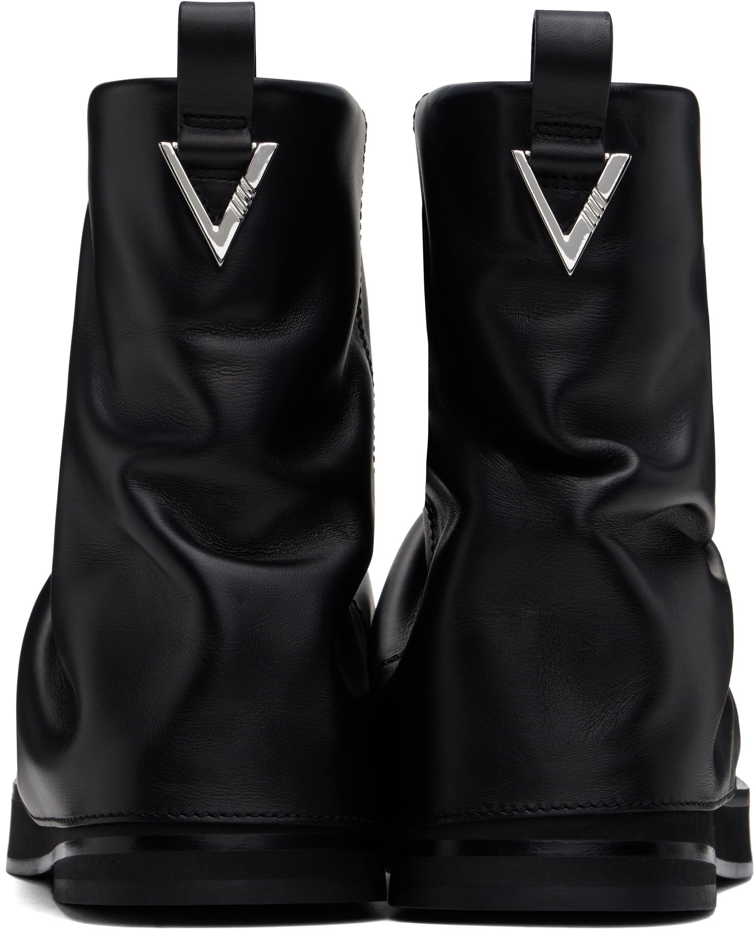 Tøj The Attico Attico Mini Robin Slouch Leather Boots Sort | 247WSH00832 LBT019AA, 1
