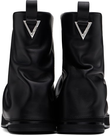 Tøj The Attico Attico Mini Robin Slouch Leather Boots Sort | 247WSH00832 LBT019AA, 1