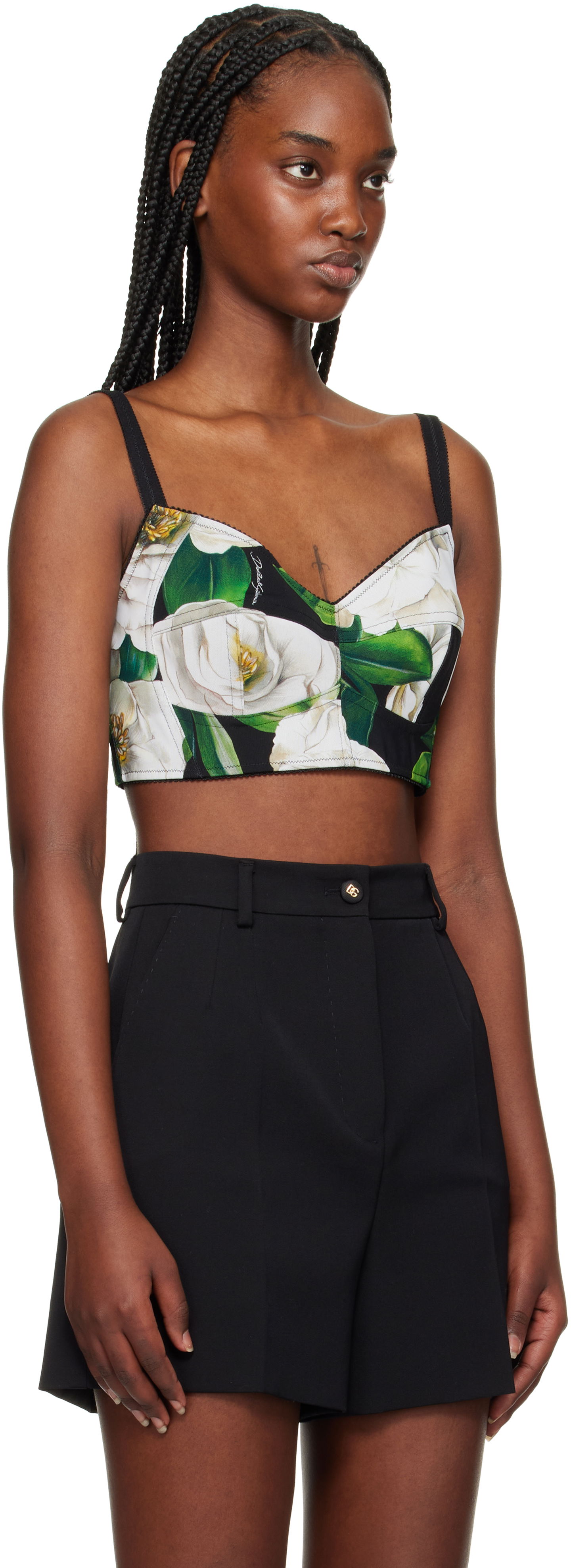 Crop top Dolce & Gabbana Dolce&Gabbana Gardenia Print Crop Tank Top Sort | F7T18T FSSK2, 1