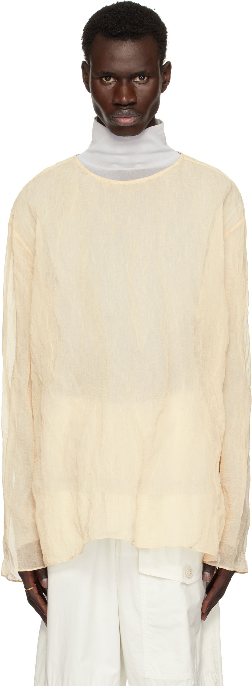 Sweater Dries Van Noten Dries Van Noten Long Sleeve Top Beige | 251-020740-1265