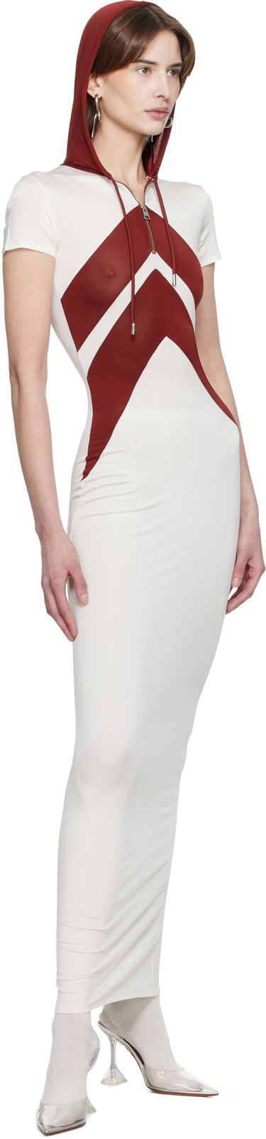 Kjole Jean Paul Gaultier Jean Paul Gaultier 'The Chevrons' Maxi Dress Hvid | 25/33-F-RO346P-J084-0128, 3