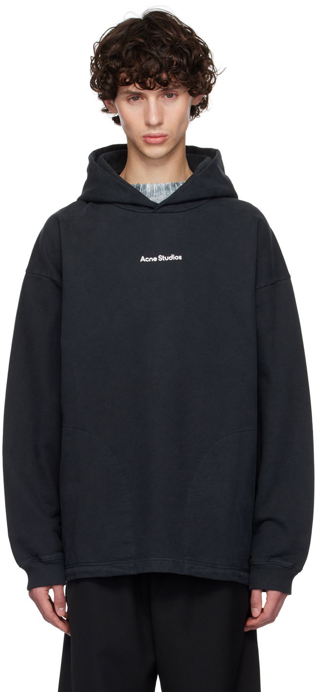 Sweatshirt Acne Studios Black Printed Logo Hoodie Sort | CI0170-