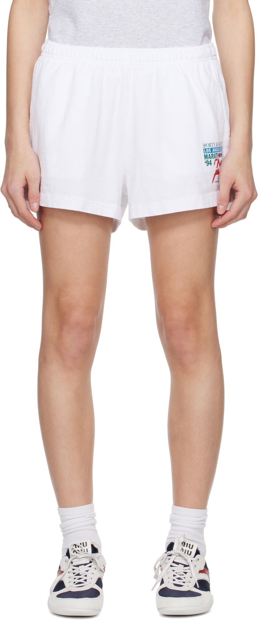 Shorts Sporty & Rich Sporty & Rich 'LA Marathon' Disco Shorts Hvid | SH037622171WH01