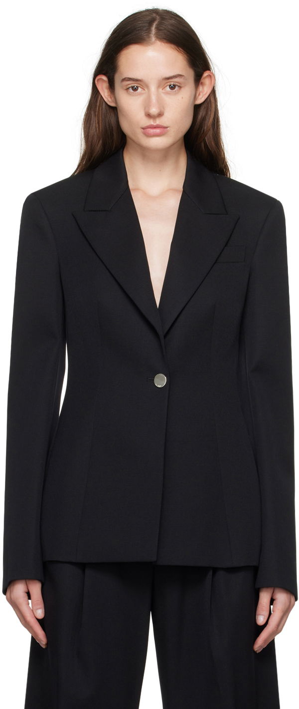 Jakke The Attico The Attico Peaked Lapel Blazer Sort | 241WCG61 W046