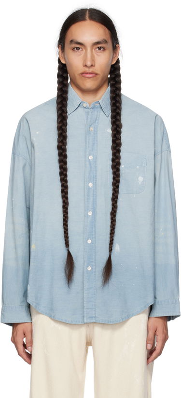 Skjorte R13 R13 Paint Splatter Button-Up Shirt Blå | R13WD170-D136A, 0