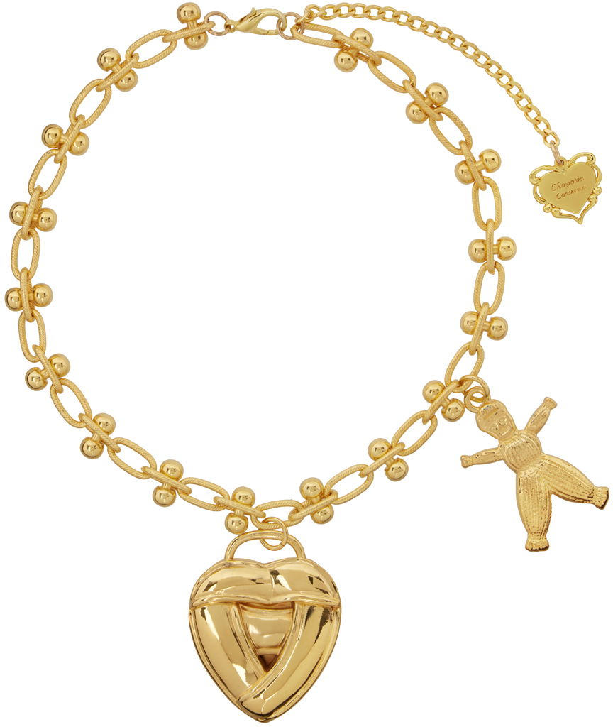 Halskæde Chopova Lowena Chopova Lowena Knotted Heart Pendant Necklace with Teddy Bear Charm Metalisk | 6516, 0