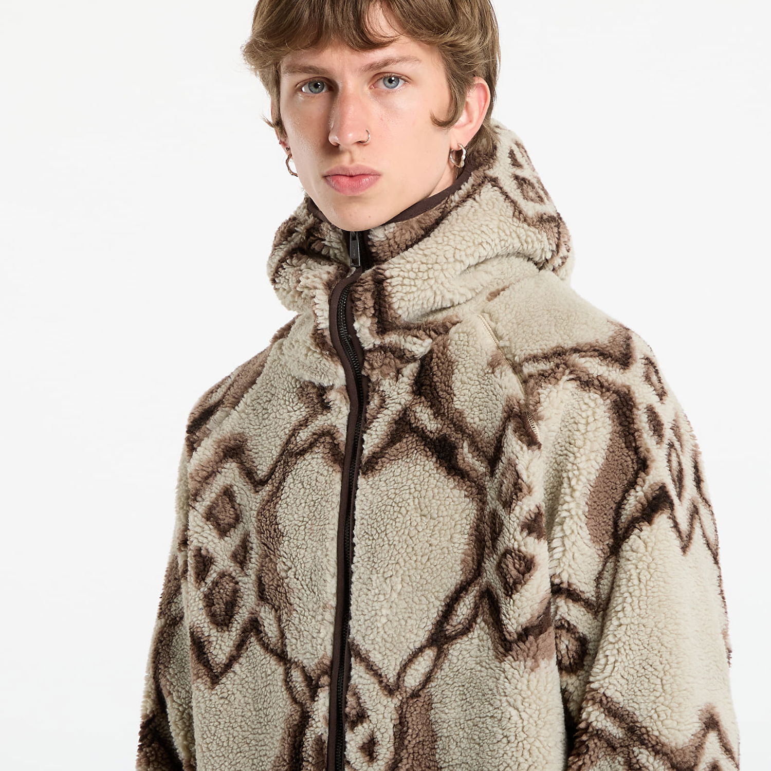 Sweatshirt DAILY PAPER Daily Paper Burned Shield Sherpa Hoodie Beige | 2521134, 1