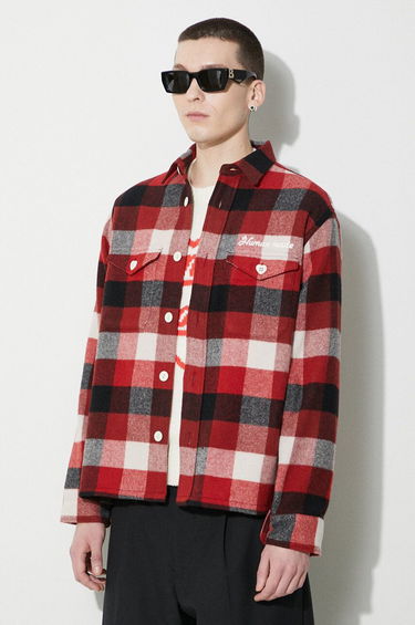 Skjorte Human Made Wool Check Relaxed Shirt Rød | HM26SH011, 3