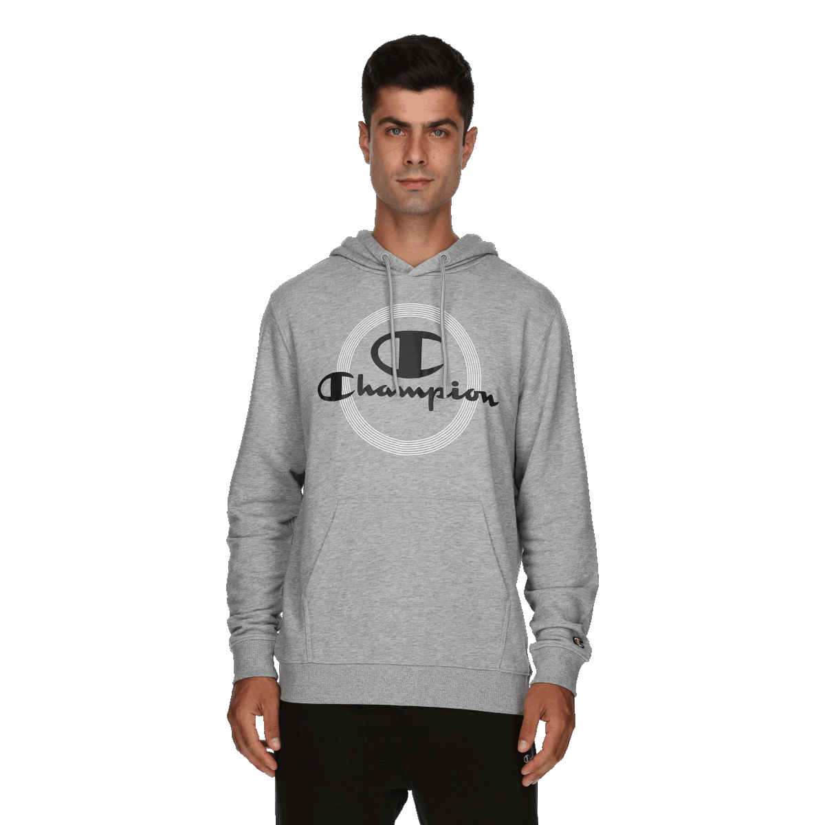 Sweatshirt Champion Drawstring Hoodie with Concentric Circle Print Grå | 220874-EM006, 0