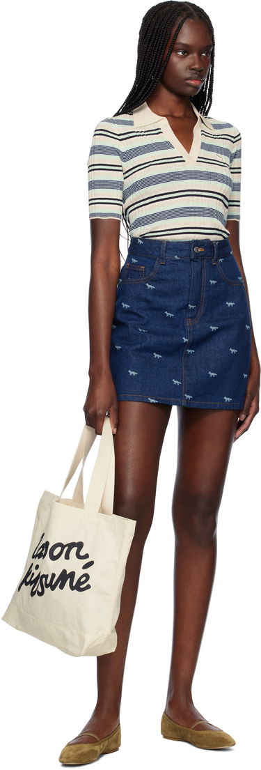 Polo skjorte MAISON KITSUNÉ Maison Kitsuné Fine Rib Striped Polo Flerfarvet | OW00203KT1122, 4