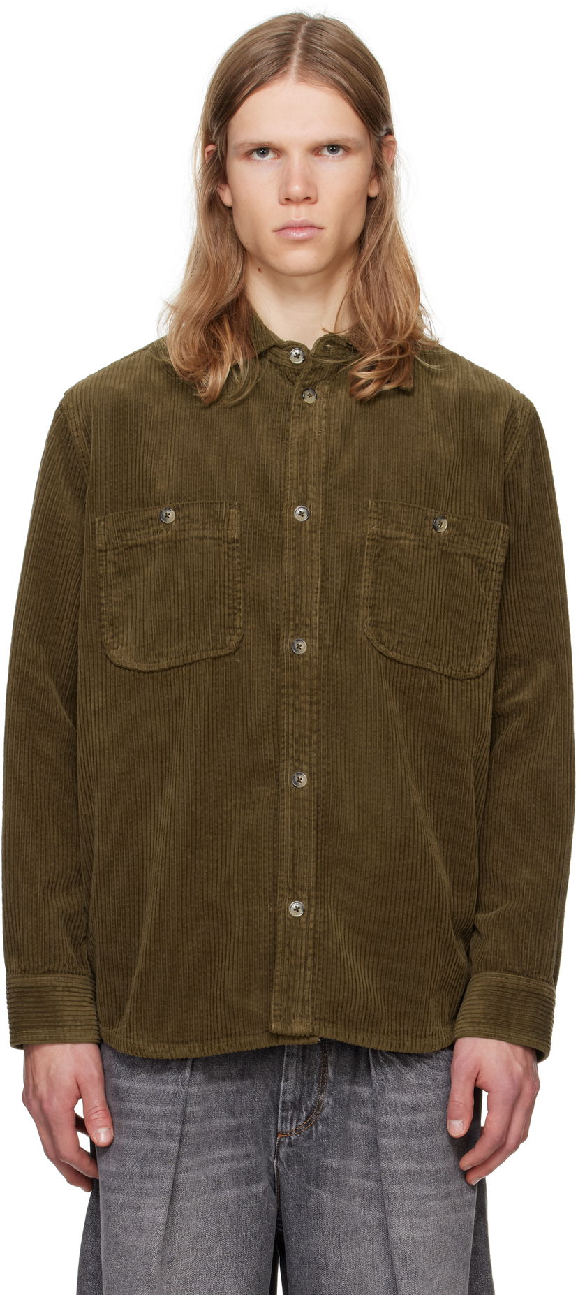 Skjorte ISABEL MARANT Isabel Marant Nario Corduroy Shirt Grøn | CH0198HA-B4G03H