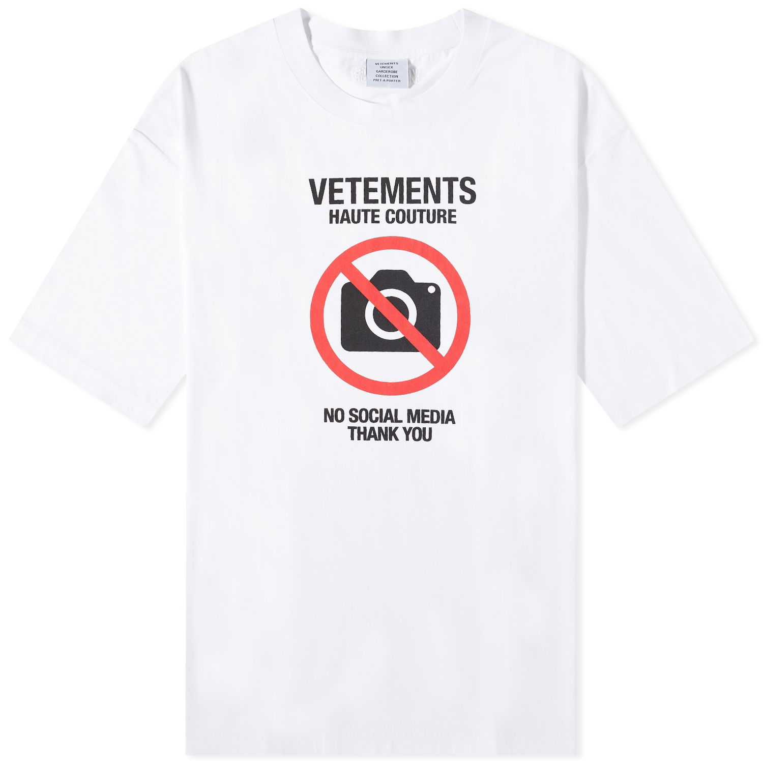 T-shirt VETEMENTS No Social Media Couture Hvid | UE54TR260W, 0
