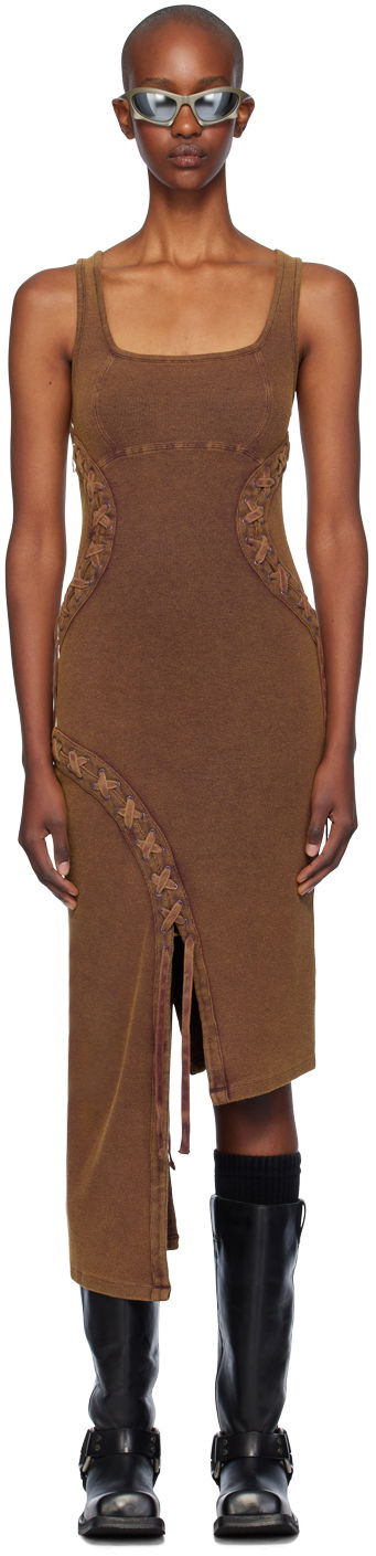 Kjole Feng Chen Wang Feng Chen Wang Lace Knit Midi Dress Brun | FWF18DR02C, 0