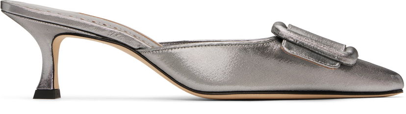 Sneakers og sko Manolo Blahnik Manolo Blahnik Maysale Buckle Kitten Heel Mules Metalisk | 125-2920