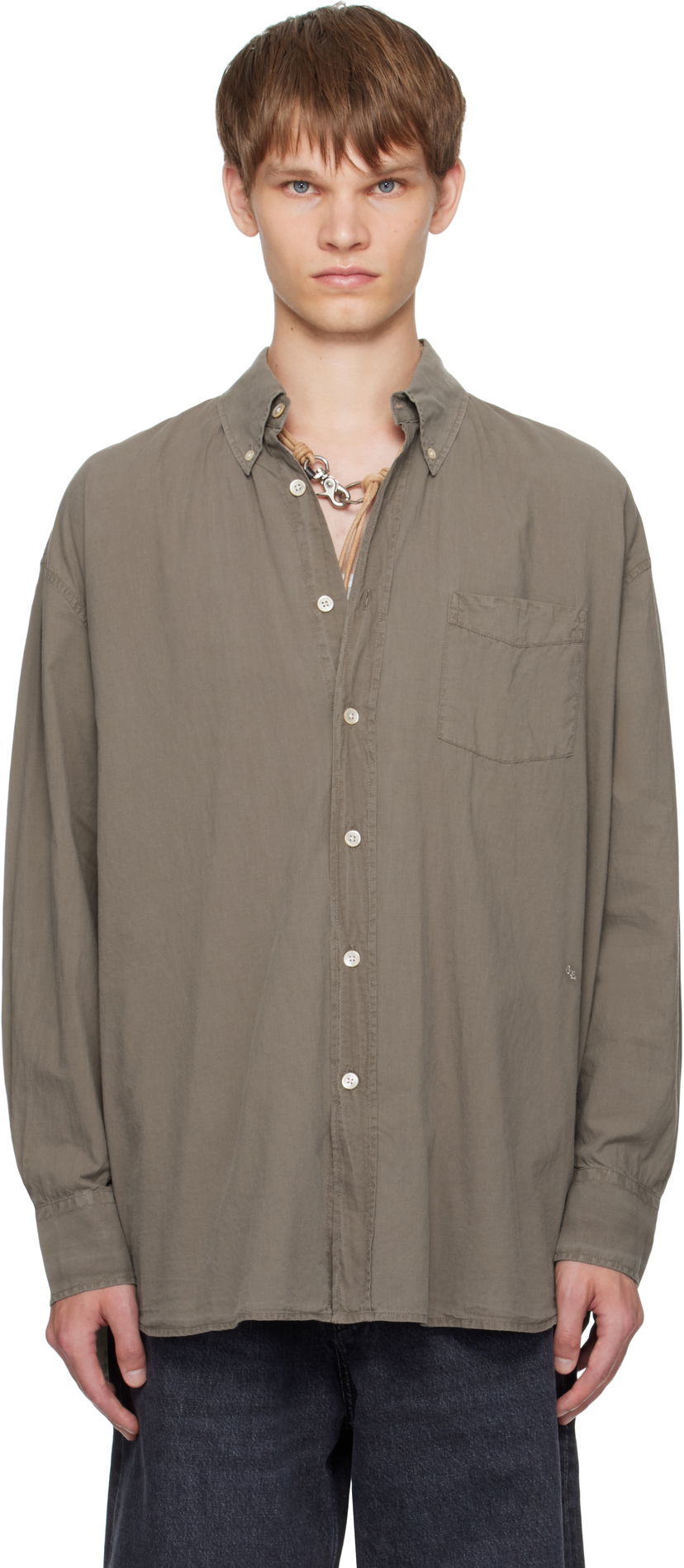 Skjorte OUR LEGACY Our Legacy Borrowed Button-Down Shirt Grøn | M4252BC