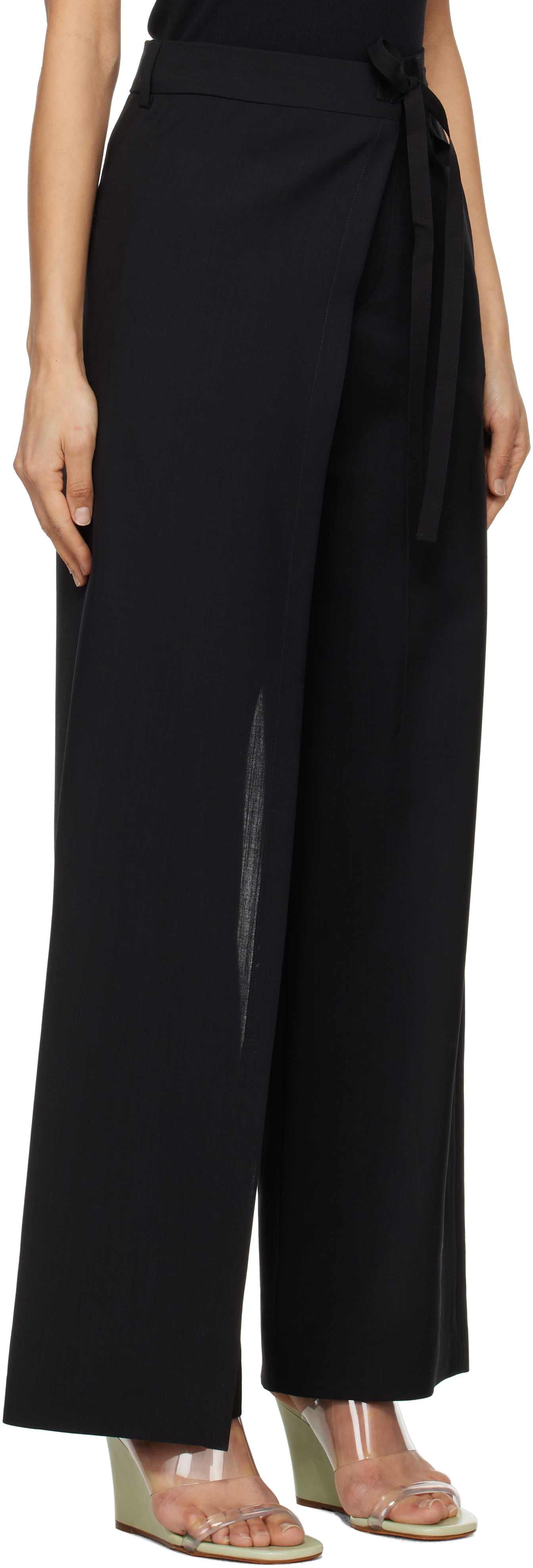 Bukser Maison Margiela MM6 Maison Margiela Tailoring Wool Canvas Tie Trousers Sort | S52KA0518 M35080, 1