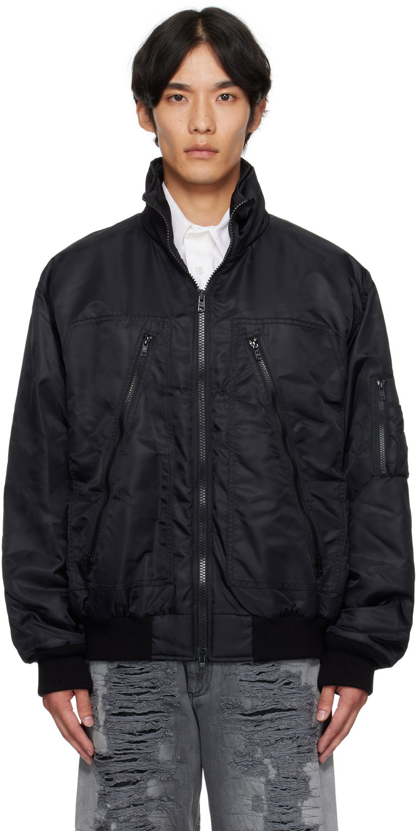 Bomberjakke Maison Margiela MM6 Maison Margiela Sports Bomber Jacket Sort | SH0AM0053 M35257