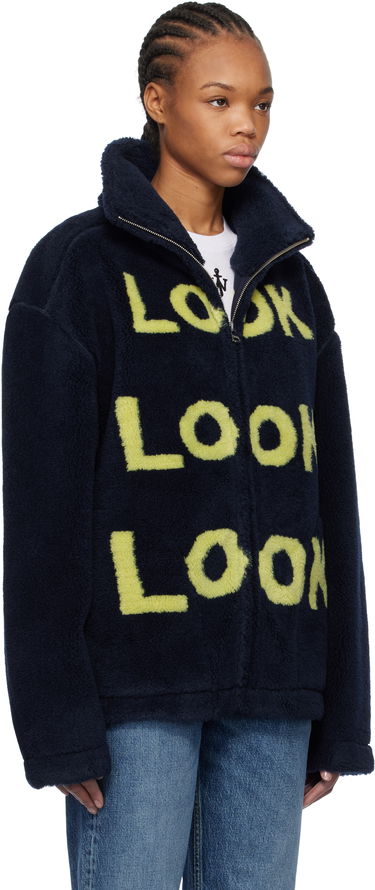 Bomberjakke JW Anderson JW Anderson 'Look Look Look' Fleece Zip-Up Jacket Mørkeblå | JK0375-PG1711, 1