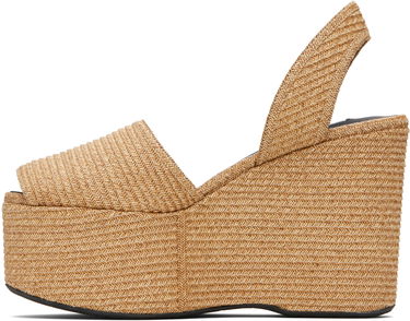 Sneakers og sko Alaïa ALAÏA Wedge Paper Straw Heeled Sandals Beige | AA3S129TK054, 2