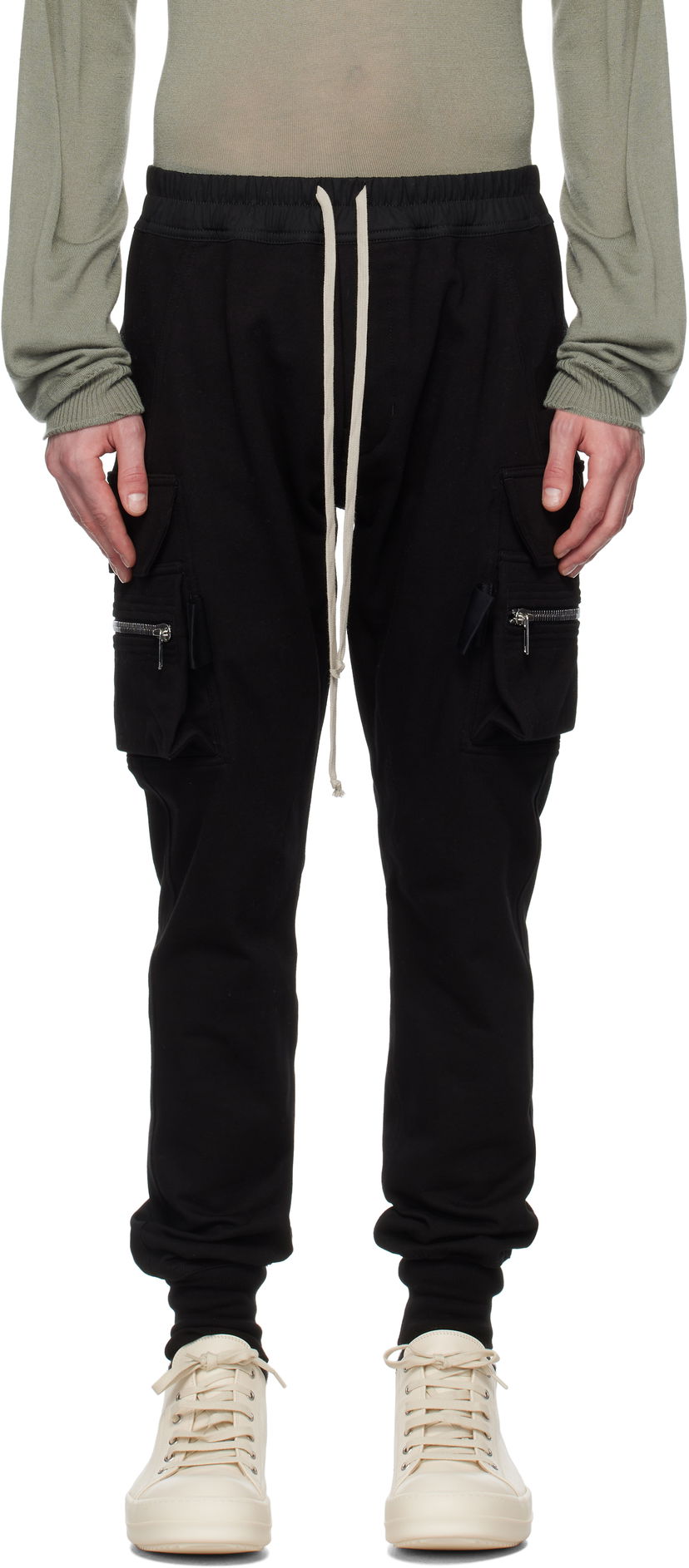 Cargo bukser Rick Owens Rick Owens Hollywood Mastodon Cargo Pants Sort | RU01E5396 BA