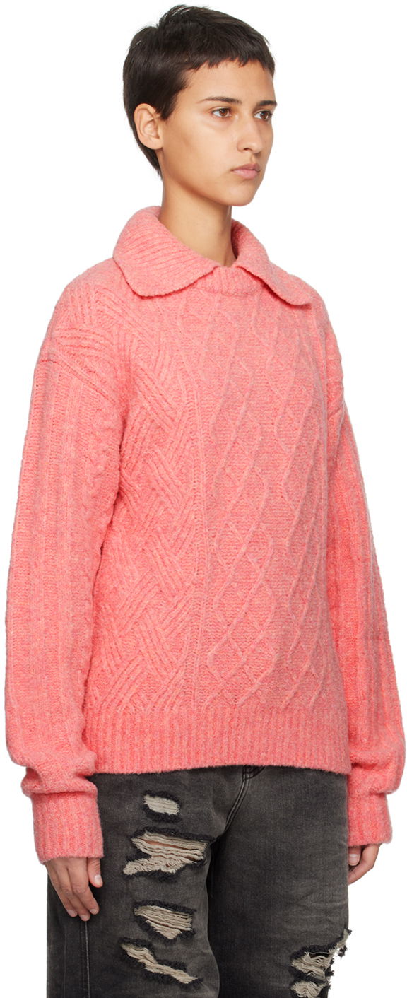 Sweater ADER ERROR Long Sleeve Cable Knit Polo Sweater Lyserød | BMADFWKT0102PK, 1