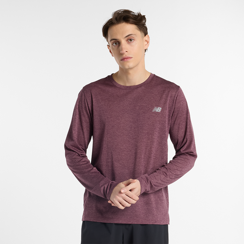 T-shirt New Balance Men's Long Sleeve Running T-Shirt MT41256 Bourgogne | NBMT41256FDP