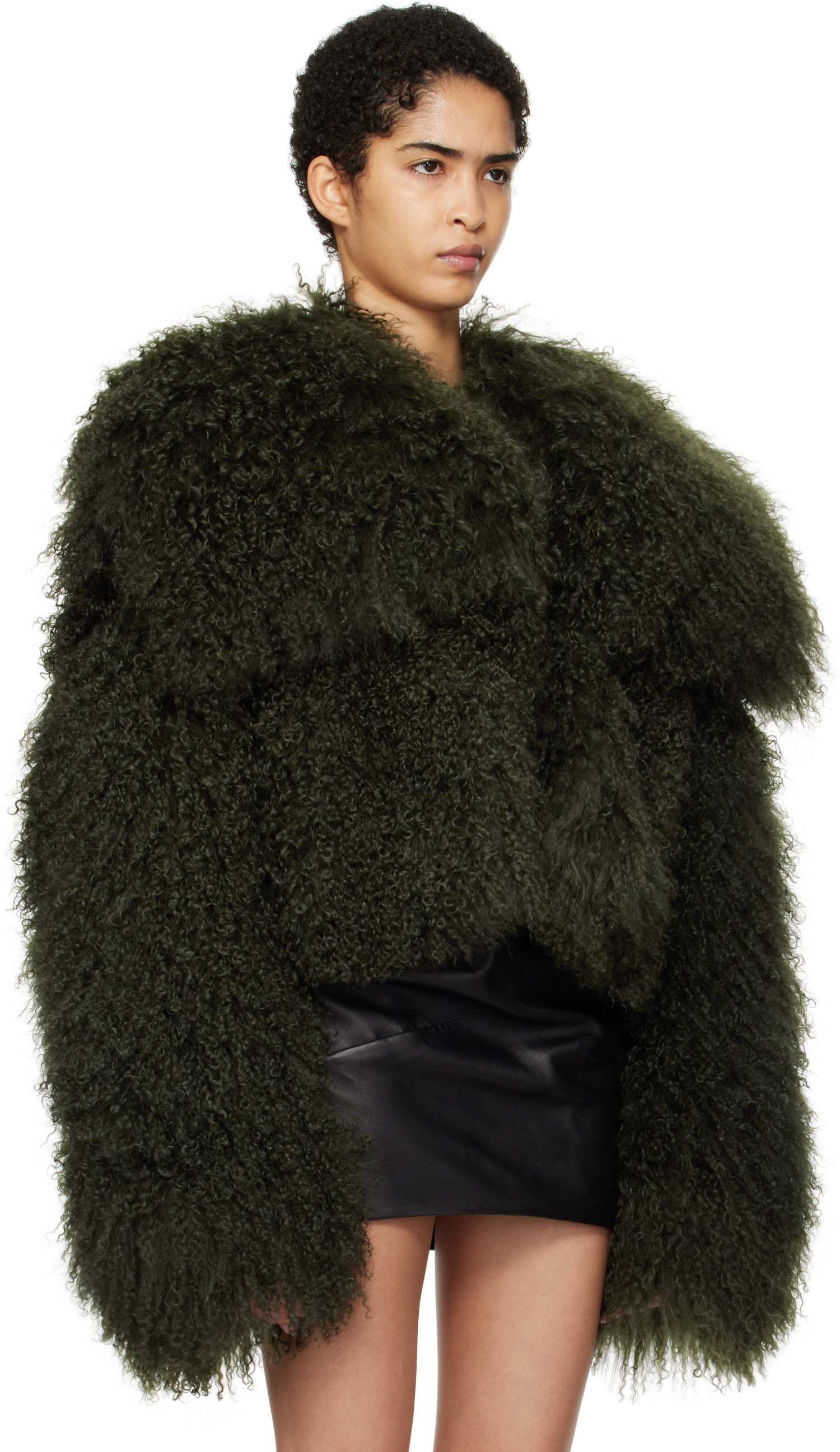 Jakke The Attico Attico Cropped Shearling Jacket Grøn | 250WCB00081 LBT044AA, 1