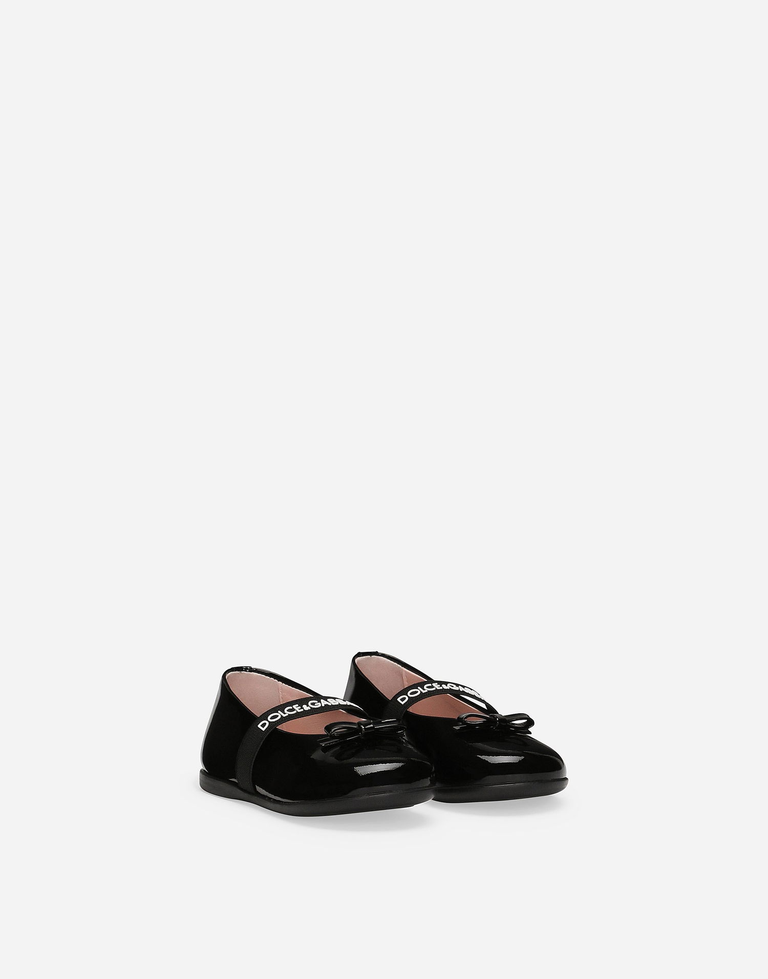 Sneakers og sko Dolce & Gabbana Patent Leather Ballet Flats With Bow For First Steps Sort | D20093A483180999, 1