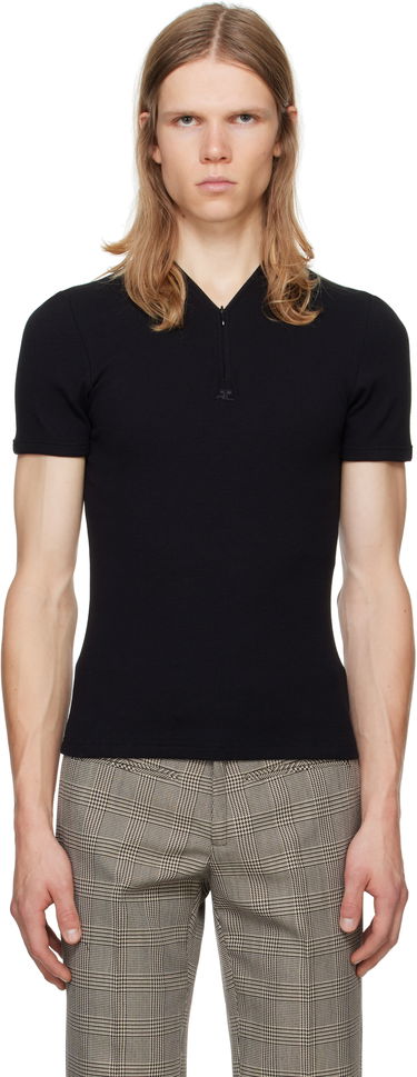 T-shirt Courrèges 90's Rib Zipped T-Shirt Sort | 324JTS145JS0121, 0